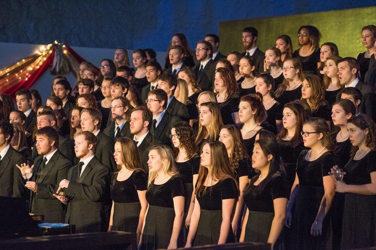 Choir singing at a chorus Christmas concert