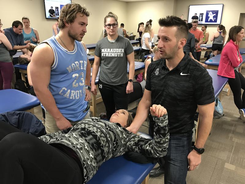 UMary alum Brett Walker (Chicago White Sox) with UMary Kiniesology Students.