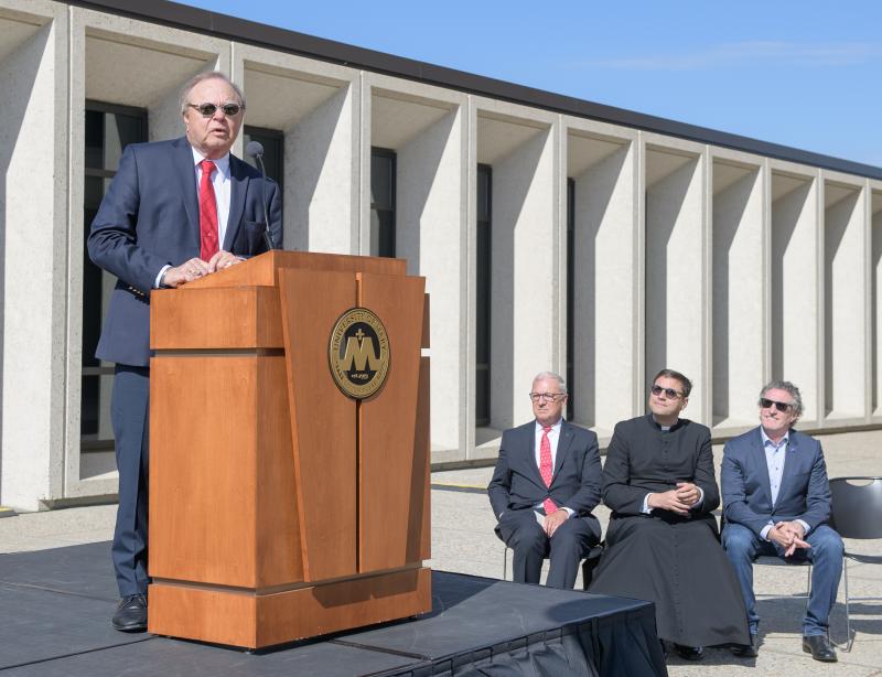 Harold Hamm speaking at the Hamm School of Engineering Dedication.