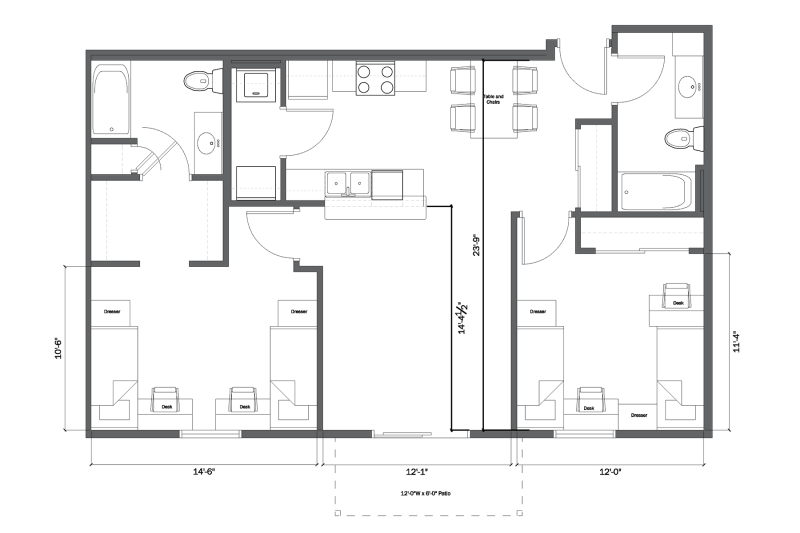 An Architectural floor plan of an apartment in Monte Casino. 