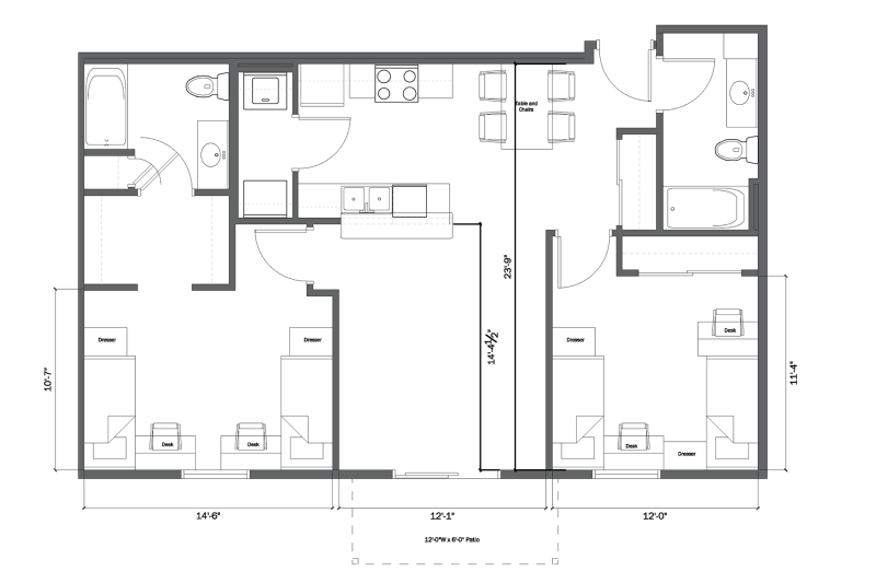 Architectural floor plan of a typical apartment in Subiaco.
