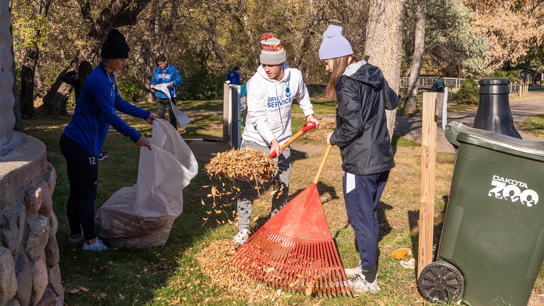 Day of Service raking at the zoo