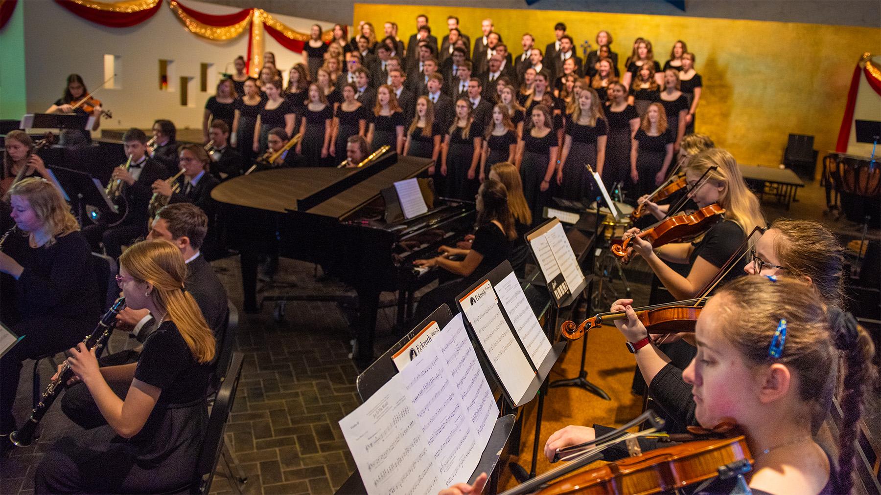 Concert Choir and band at Christmas at Mary event