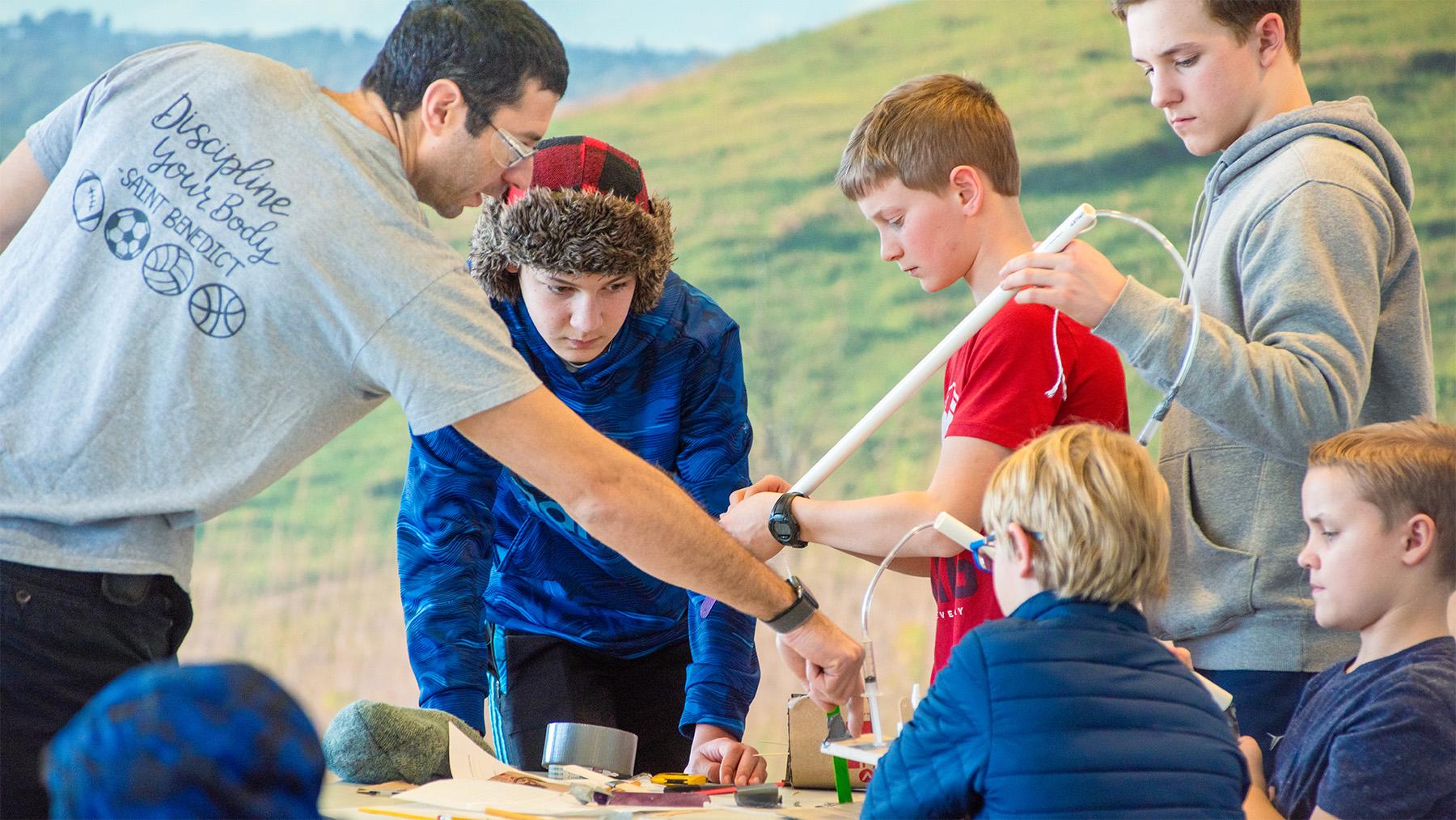 students working on a project at the Emerging engineers event