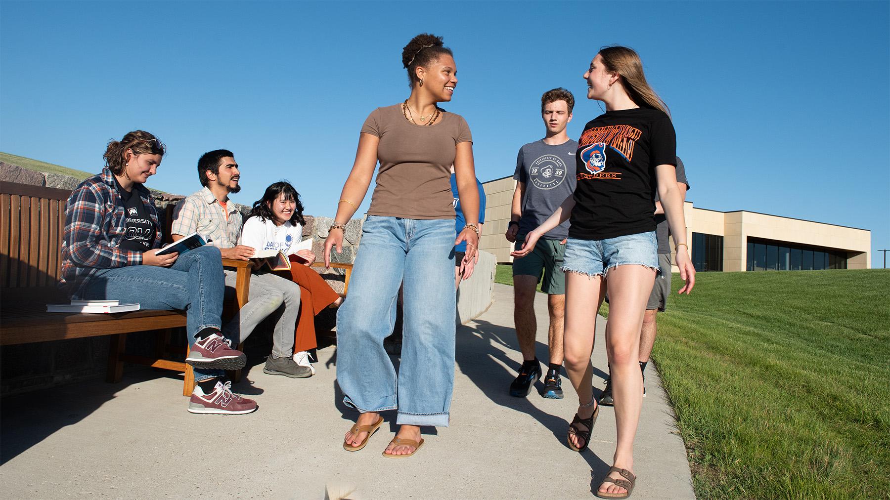 Students walking outside.