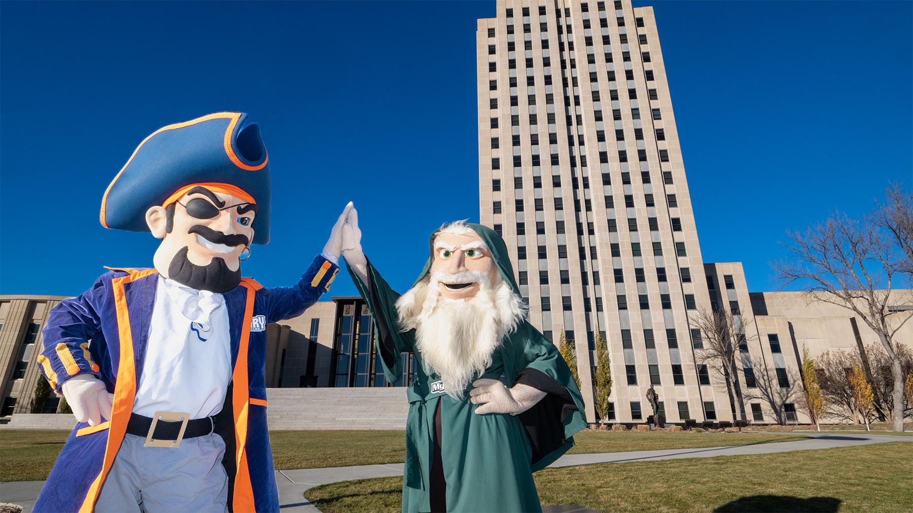 Max and Merlin at the Bismarck State Capitol