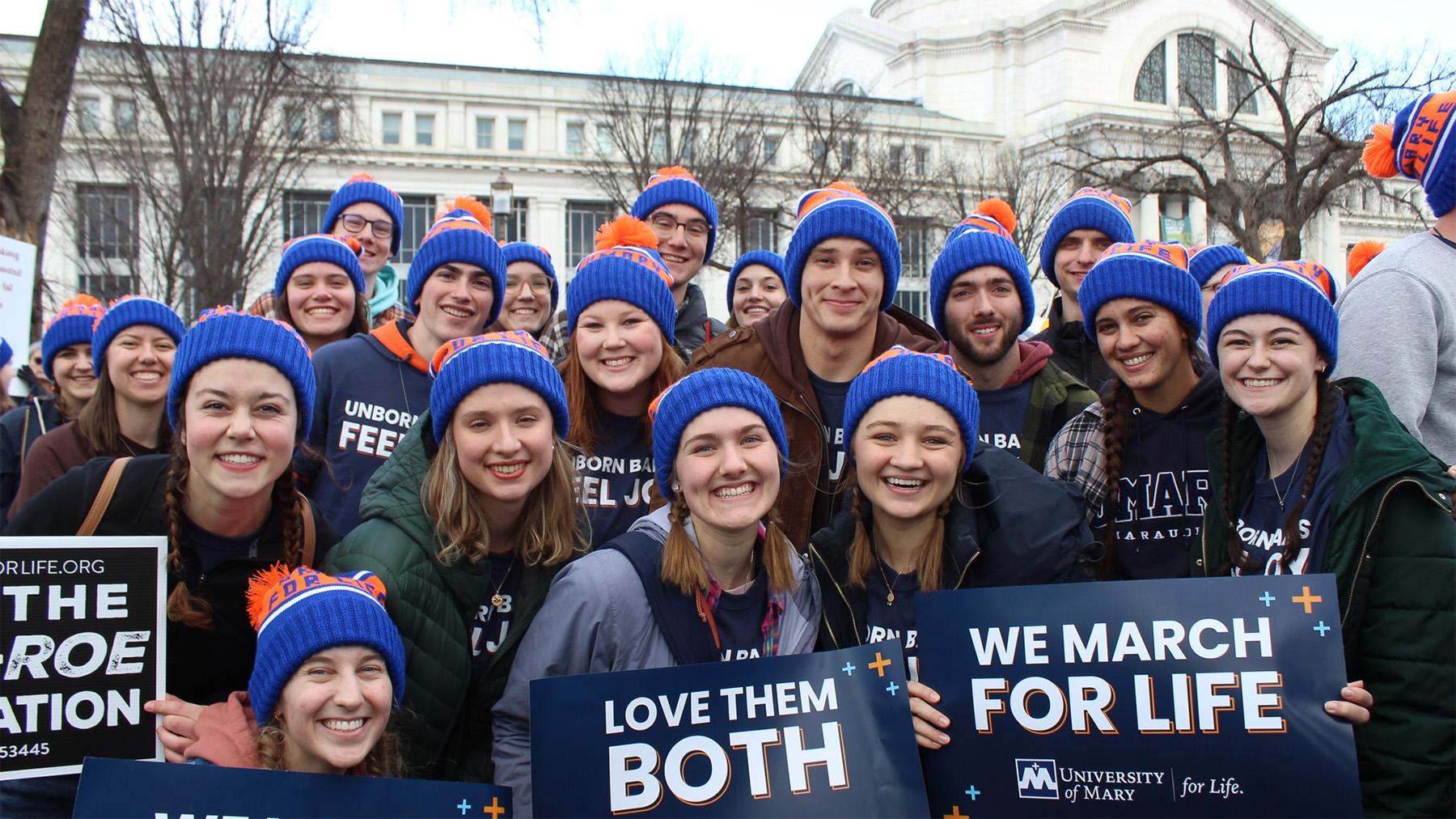 Students at the March for Life in Front of the Capitol