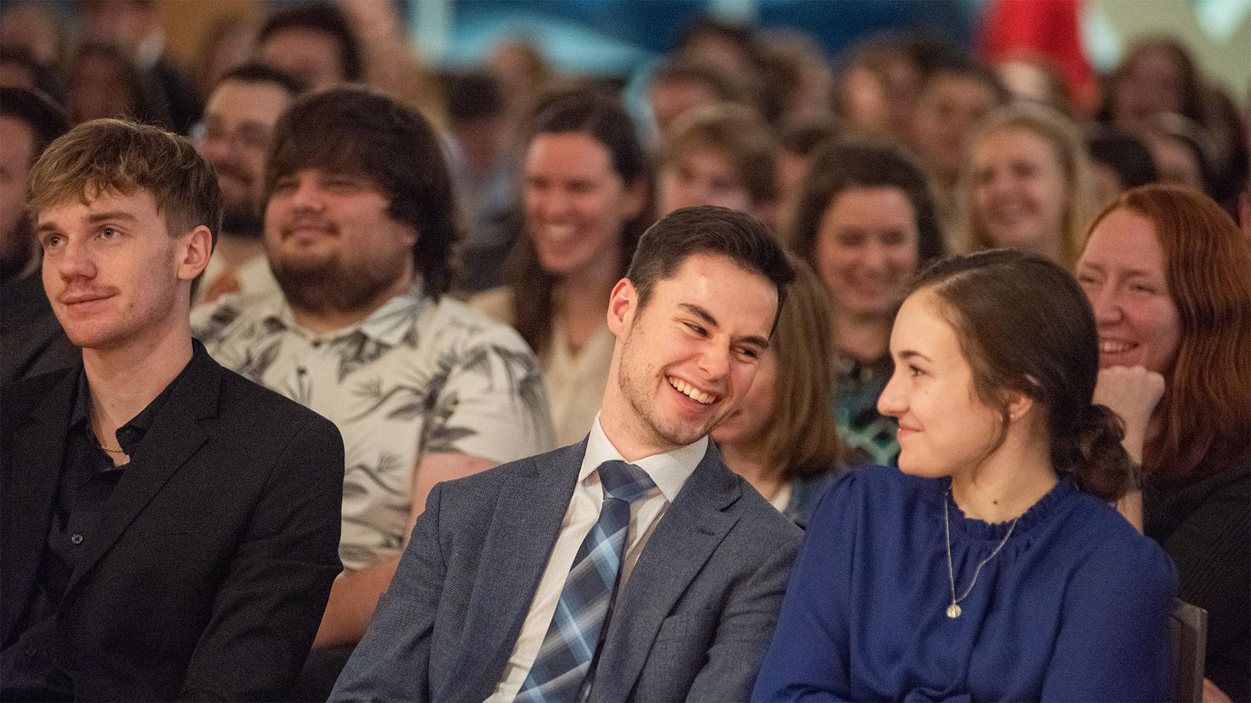 Students listening to a lecture.