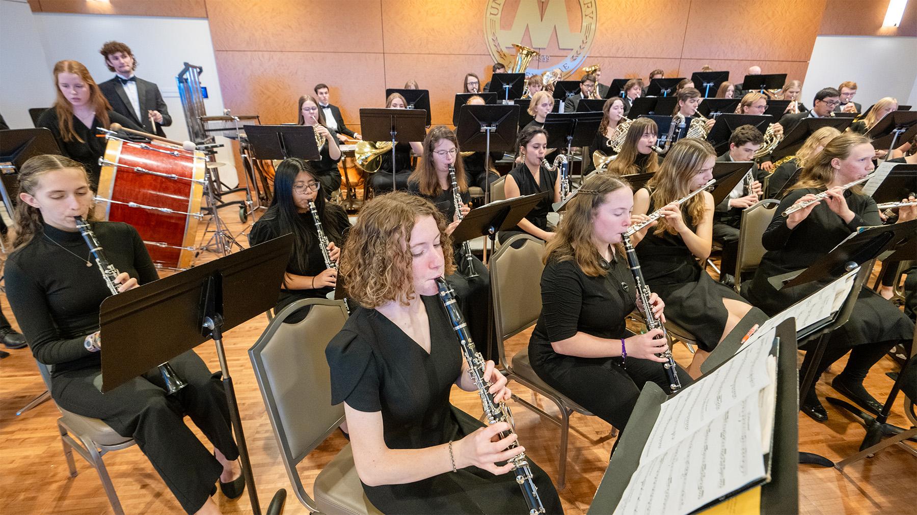 students in the band concert in Founders Hall